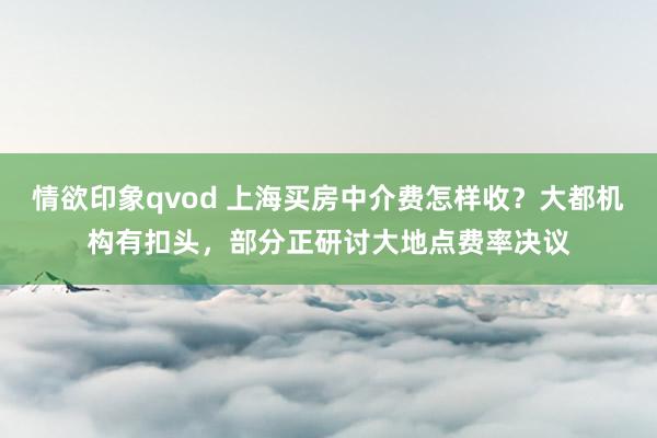 情欲印象qvod 上海买房中介费怎样收？大都机构有扣头，部分正研讨大地点费率决议