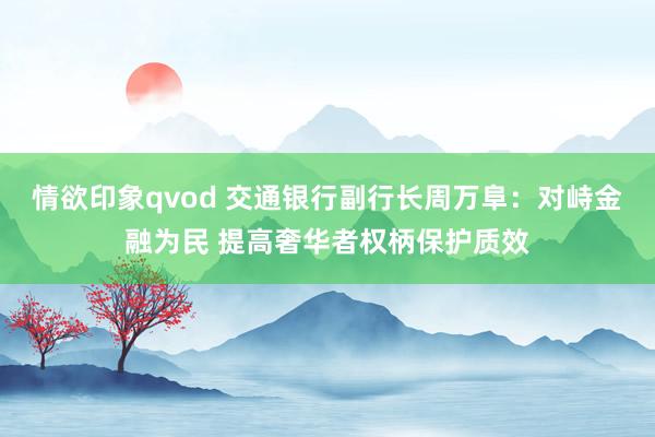 情欲印象qvod 交通银行副行长周万阜：对峙金融为民 提高奢华者权柄保护质效