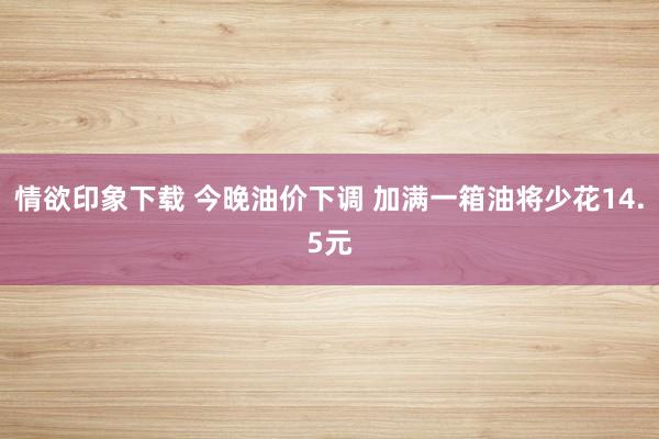 情欲印象下载 今晚油价下调 加满一箱油将少花14.5元