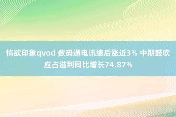 情欲印象qvod 数码通电讯绩后涨近3% 中期鼓吹应占溢利同比增长74.87%