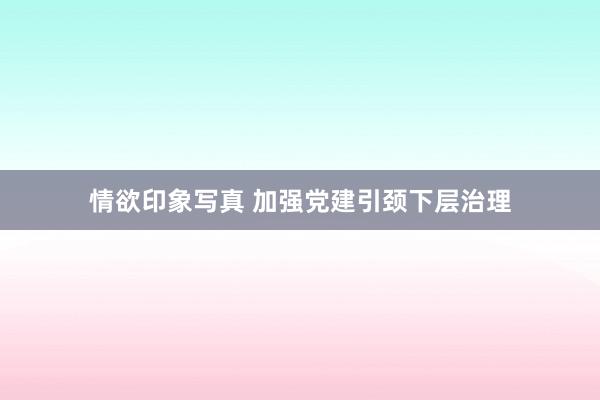 情欲印象写真 加强党建引颈下层治理