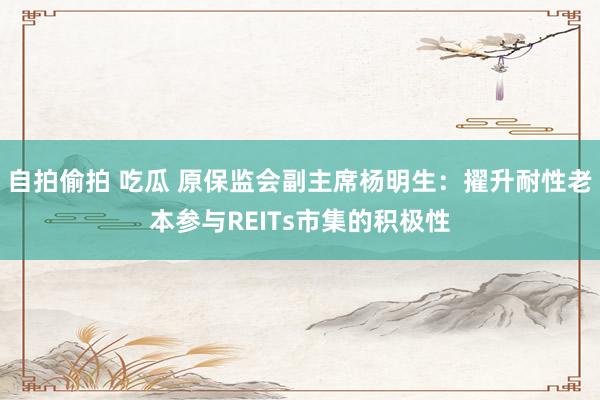 自拍偷拍 吃瓜 原保监会副主席杨明生：擢升耐性老本参与REITs市集的积极性