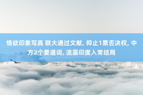 情欲印象写真 联大通过文献， 抑止1票否决权， 中方2个要道词， 流露印度入常结局