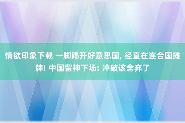 情欲印象下载 一脚踢开好意思国， 径直在连合国摊牌! 中国留神下场: 冲破该舍弃了