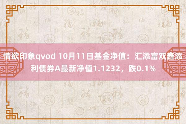 情欲印象qvod 10月11日基金净值：汇添富双鑫添利债券A最新净值1.1232，跌0.1%