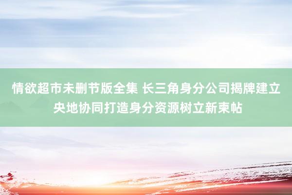 情欲超市未删节版全集 长三角身分公司揭牌建立 央地协同打造身分资源树立新柬帖