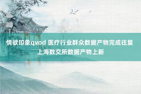 情欲印象qvod 医疗行业群众数据产物完成往复 上海数交所数据产物上新