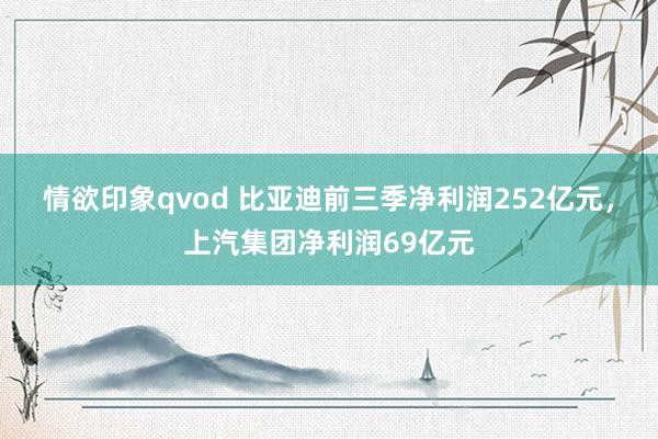 情欲印象qvod 比亚迪前三季净利润252亿元，上汽集团净利润69亿元