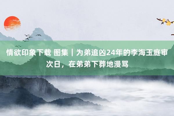 情欲印象下载 图集｜为弟追凶24年的李海玉庭审次日，在弟弟下葬地漫骂