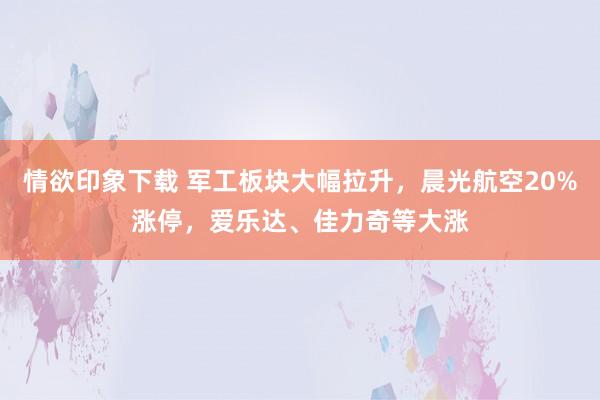 情欲印象下载 军工板块大幅拉升，晨光航空20%涨停，爱乐达、佳力奇等大涨