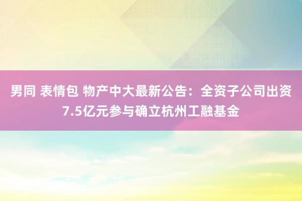 男同 表情包 物产中大最新公告：全资子公司出资7.5亿元参与确立杭州工融基金