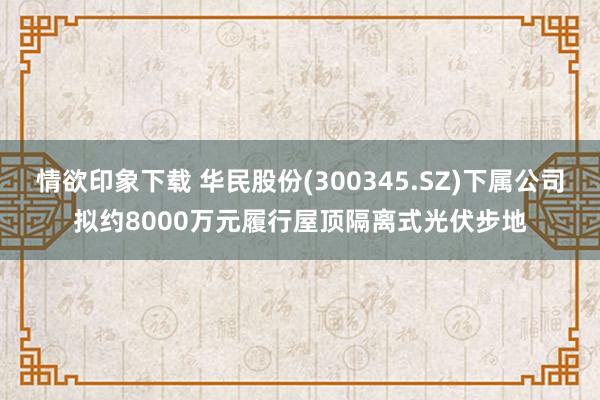 情欲印象下载 华民股份(300345.SZ)下属公司拟约8000万元履行屋顶隔离式光伏步地