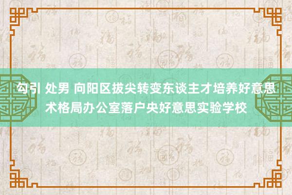 勾引 处男 向阳区拔尖转变东谈主才培养好意思术格局办公室落户央好意思实验学校