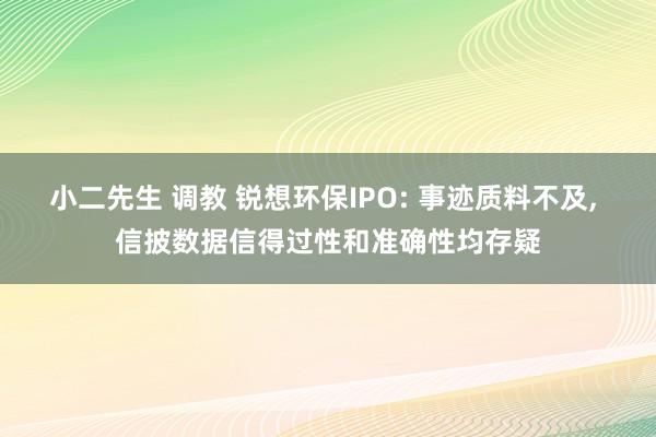 小二先生 调教 锐想环保IPO: 事迹质料不及， 信披数据信得过性和准确性均存疑