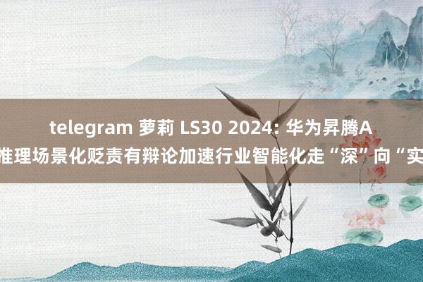 telegram 萝莉 LS30 2024: 华为昇腾AI推理场景化贬责有辩论加速行业智能化走“深”向“实”