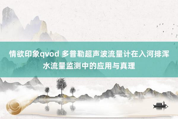 情欲印象qvod 多普勒超声波流量计在入河排浑水流量监测中的应用与真理