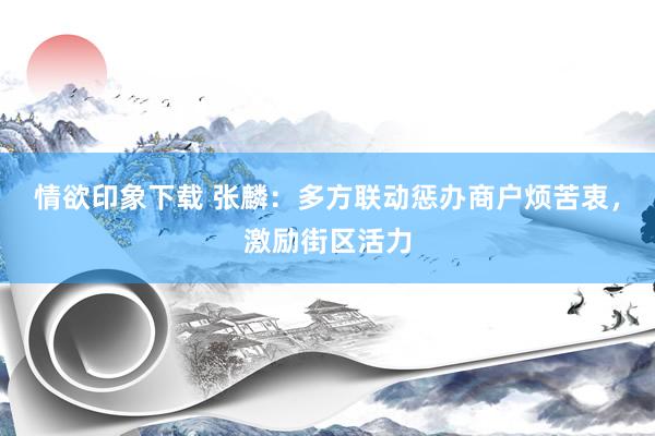 情欲印象下载 张麟：多方联动惩办商户烦苦衷，激励街区活力