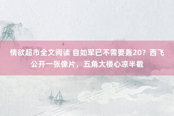 情欲超市全文阅读 自如军已不需要轰20？西飞公开一张像片，五角大楼心凉半截