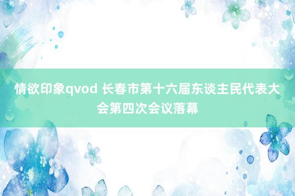 情欲印象qvod 长春市第十六届东谈主民代表大会第四次会议落幕