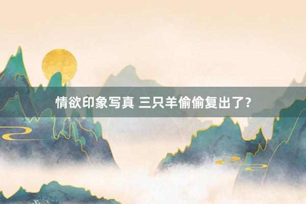 情欲印象写真 三只羊偷偷复出了？