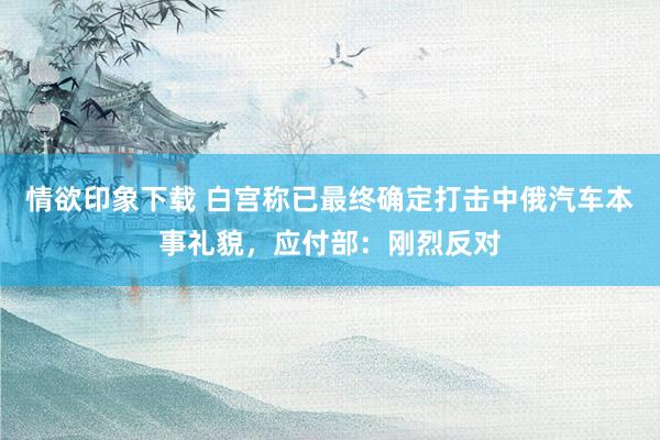 情欲印象下载 白宫称已最终确定打击中俄汽车本事礼貌，应付部：刚烈反对